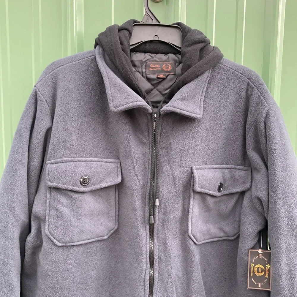 Men’s Victory Sportswear Fleece Fully Lined Hooded Zip Up Jacket Coat Size XXL